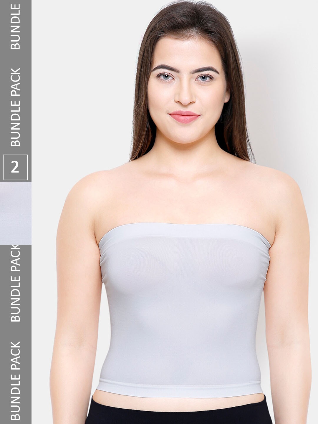 

NOIRA Pack Of 2 Lightly-Padded Strapless Camisoles, Grey