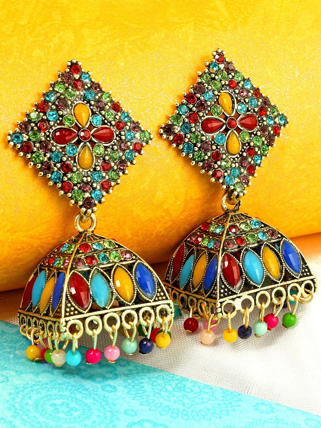 

Fashion Frill Gold-Plated Dome Shaped Jhumkas Earrings
