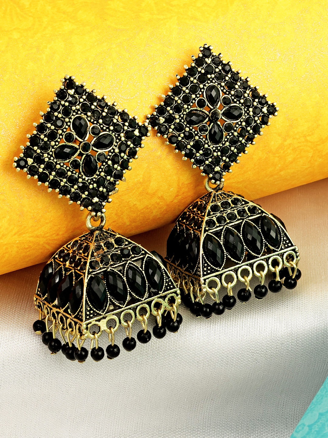 

Fashion Frill Gold-Plated Dome Shaped Jhumkas Earrings