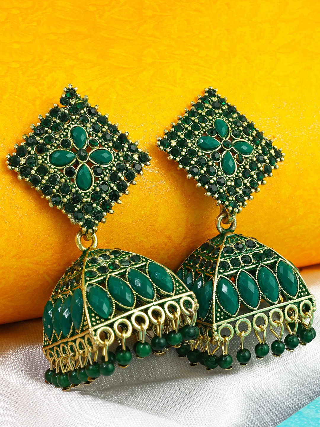 

Fashion Frill Gold-Plated Dome Shaped Jhumkas Earrings