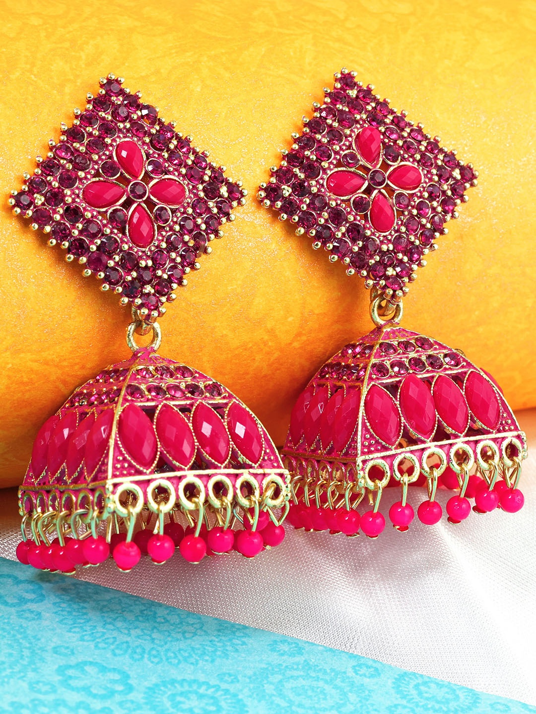 

Fashion Frill Gold-Plated Dome Shaped Jhumkas Earrings