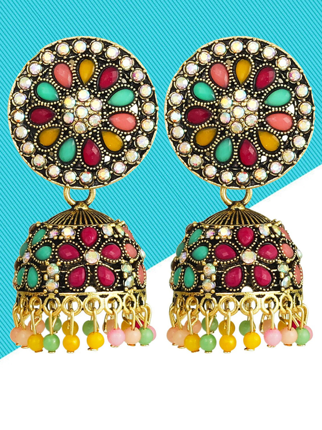 

Fashion Frill Gold-Plated Dome Shaped Jhumkas Earrings