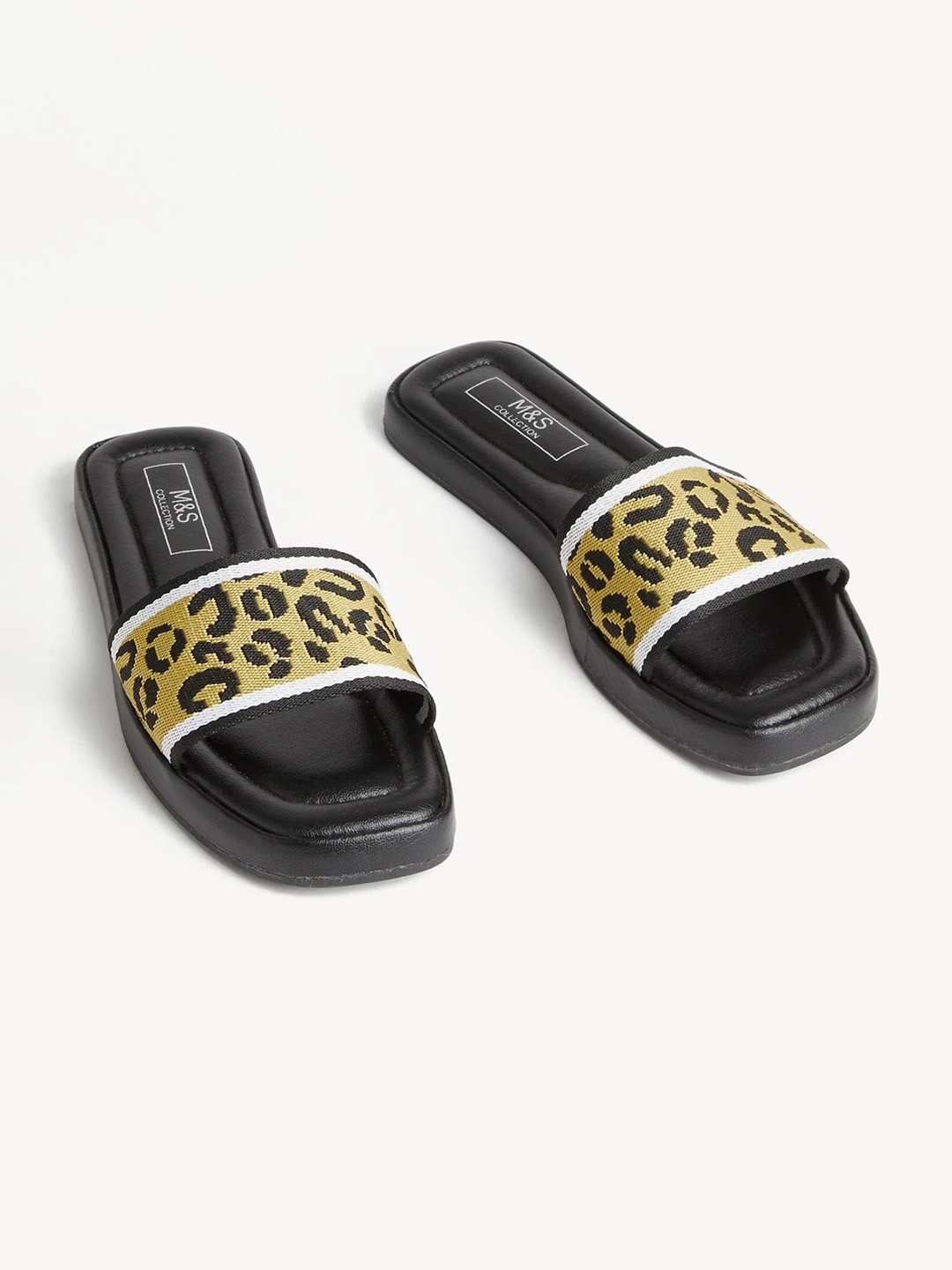 

Marks & Spencer Women Printed Open Toe Flats, Black