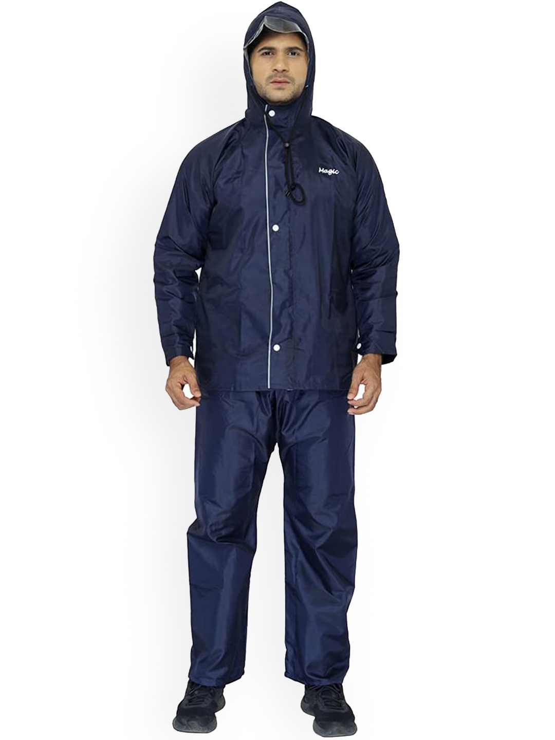 

THE CLOWNFISH Men Waterproof Double Layer Hooded Rain Suit, Blue