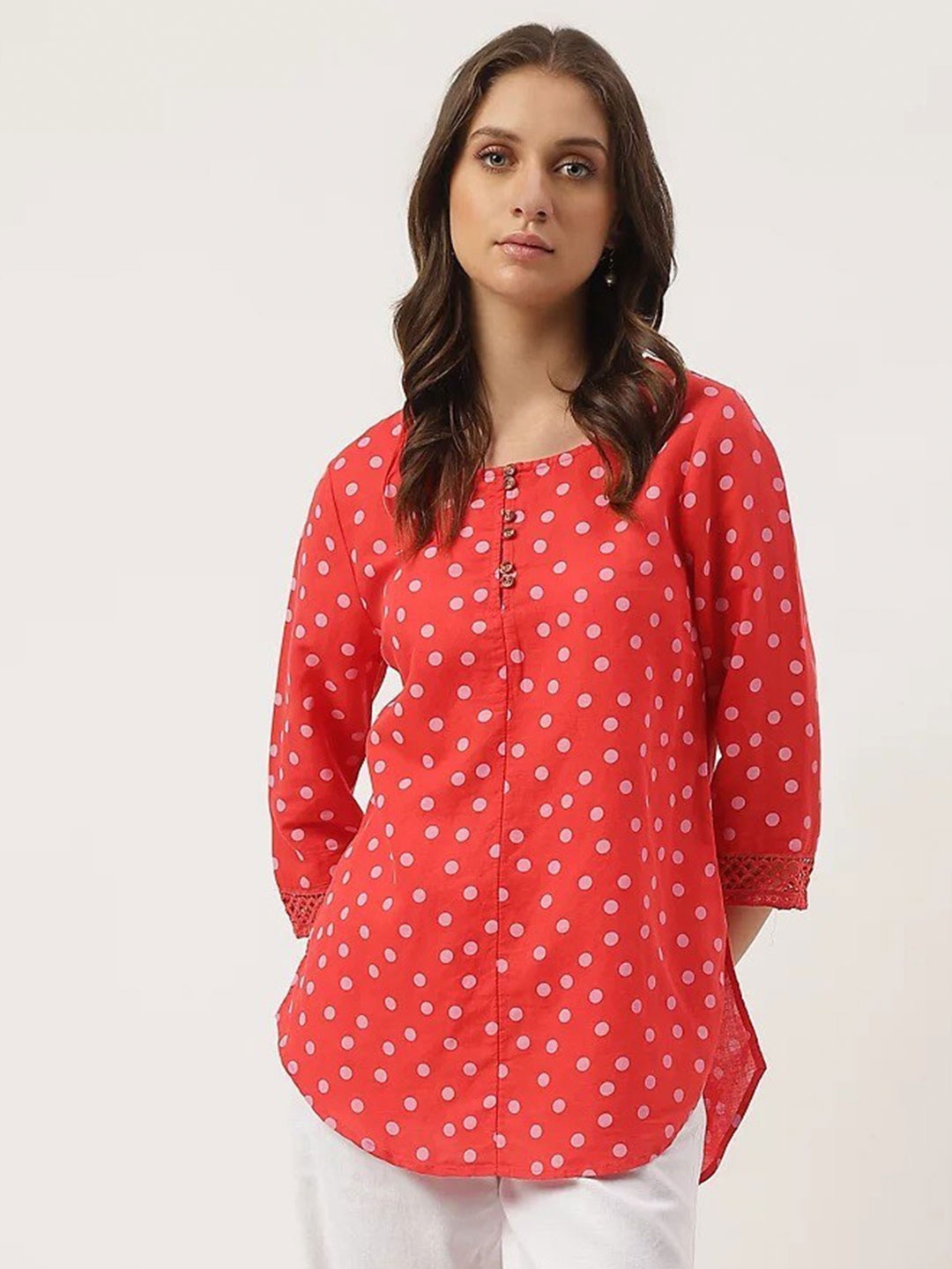 

Marks & Spencer Polka Dot Printed Top, Red