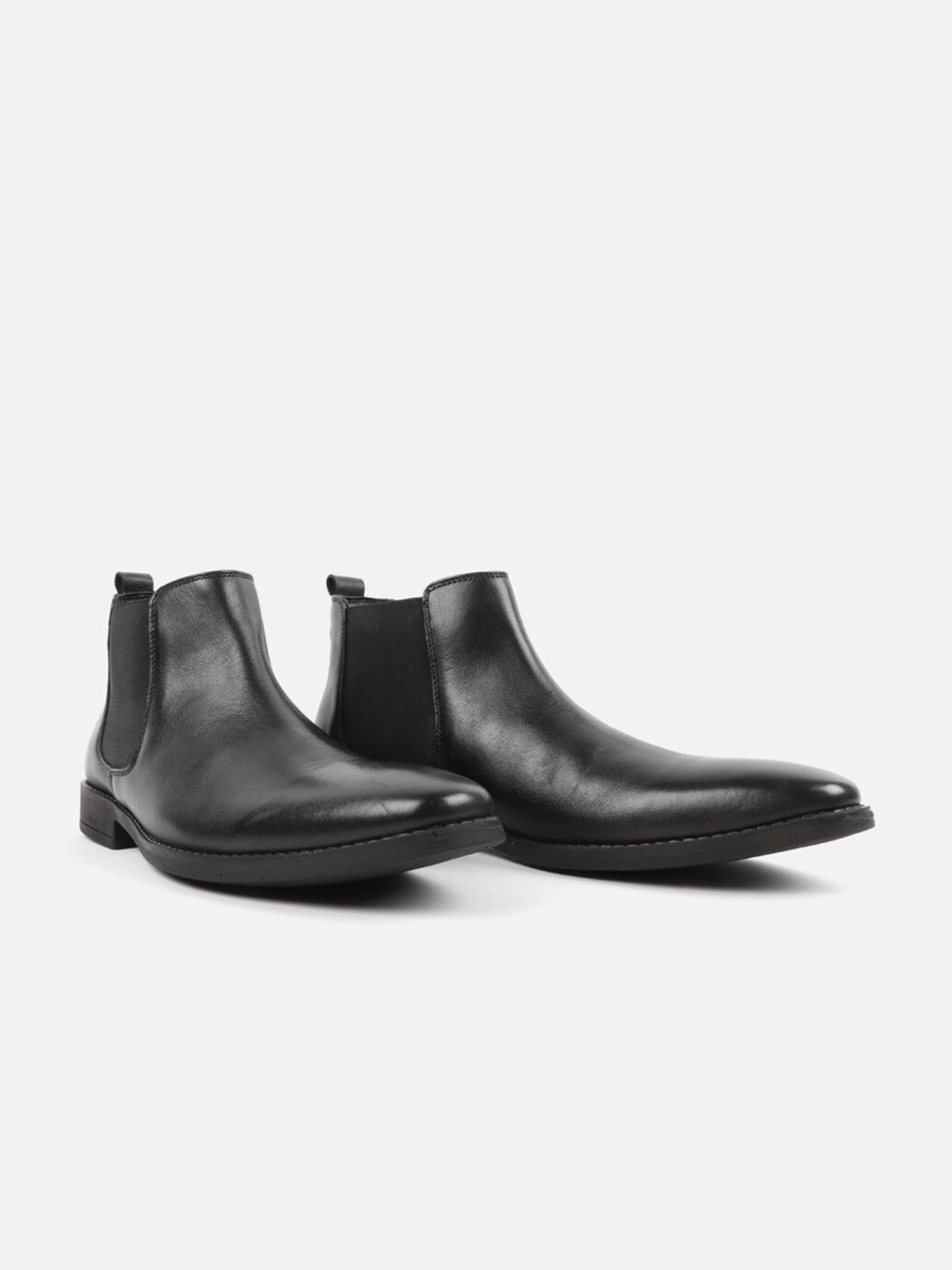 

Carlton London Men Mid-Top Leather Chelsea Boots, Black