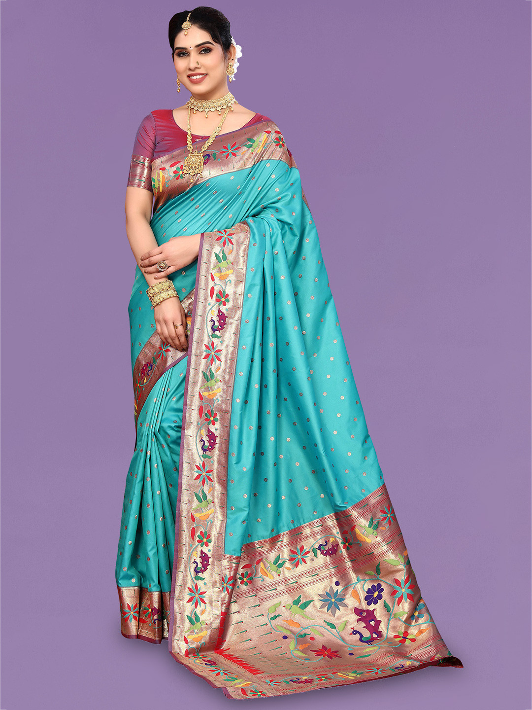 

Ekta Textiles Woven Design Pure Silk Banarasi Saree, Turquoise blue