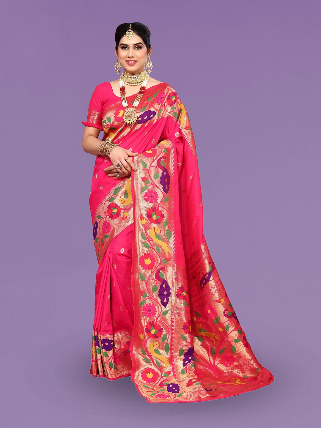 

Ekta Textiles Woven Design Pure Silk Banarasi Saree, Pink