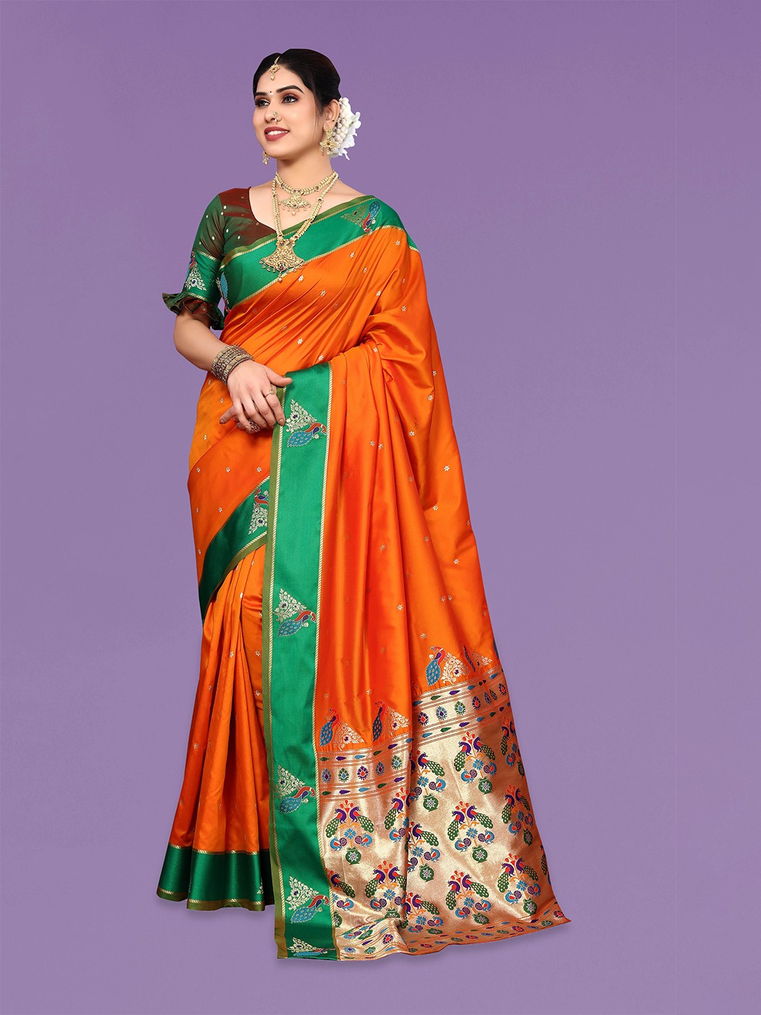 

Ekta Textiles Ethnic Motifs Woven Design Zari Pure Silk Banarasi Saree, Mustard
