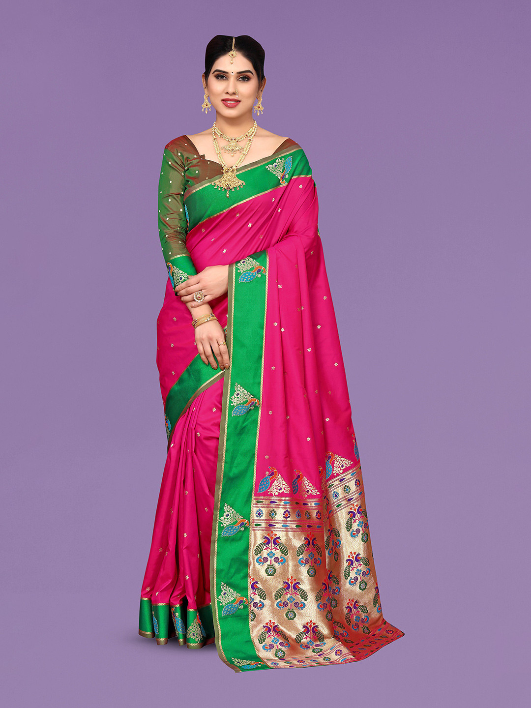 

Ekta Textiles Woven Design Zari Pure Silk Celebrity Banarasi Saree, Pink