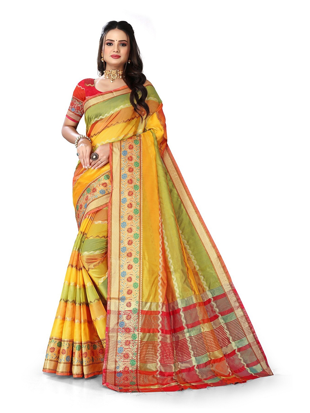 

Rivana Woven Design Zari Banarasi Saree, Yellow