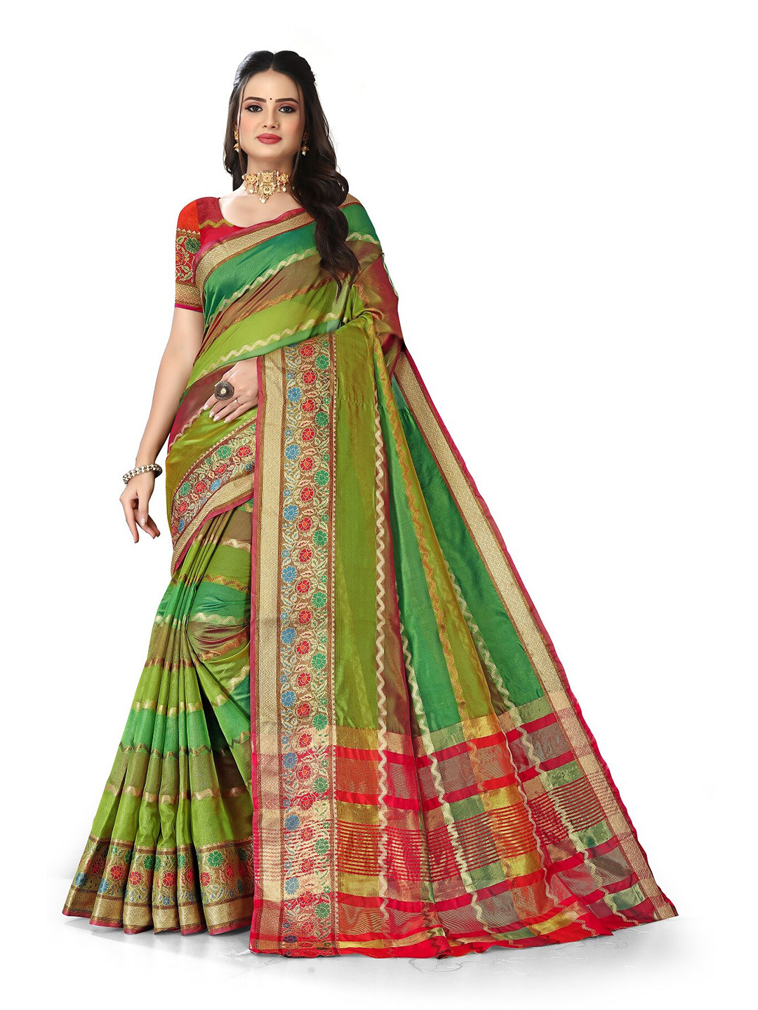 

Rivana Woven Design Zari Banarasi Saree, Green