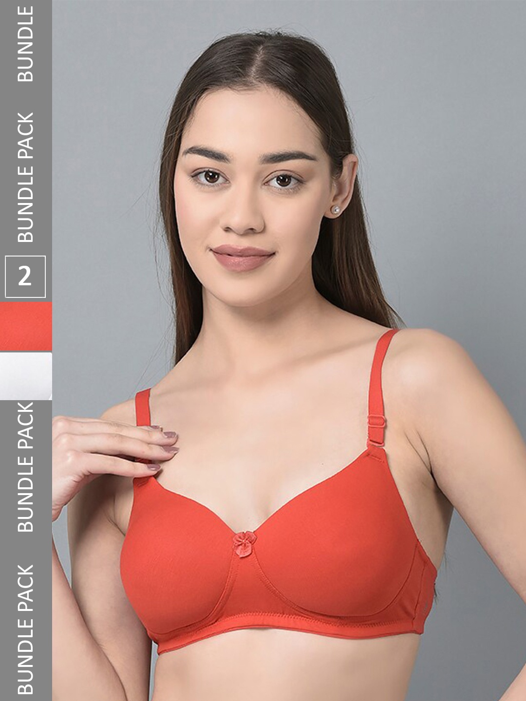 

Dollar Missy Pack of 2 Full Coverage Padded Bra DTS-2053-R3-WHT-RED-PO2, White