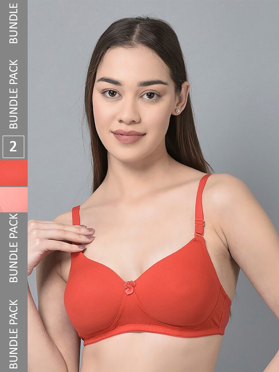 

Dollar Missy Pack of 2 Wire-Free Full Coverage Padded Bras DTS-2053-R3-SLR-RED-PO2, Peach