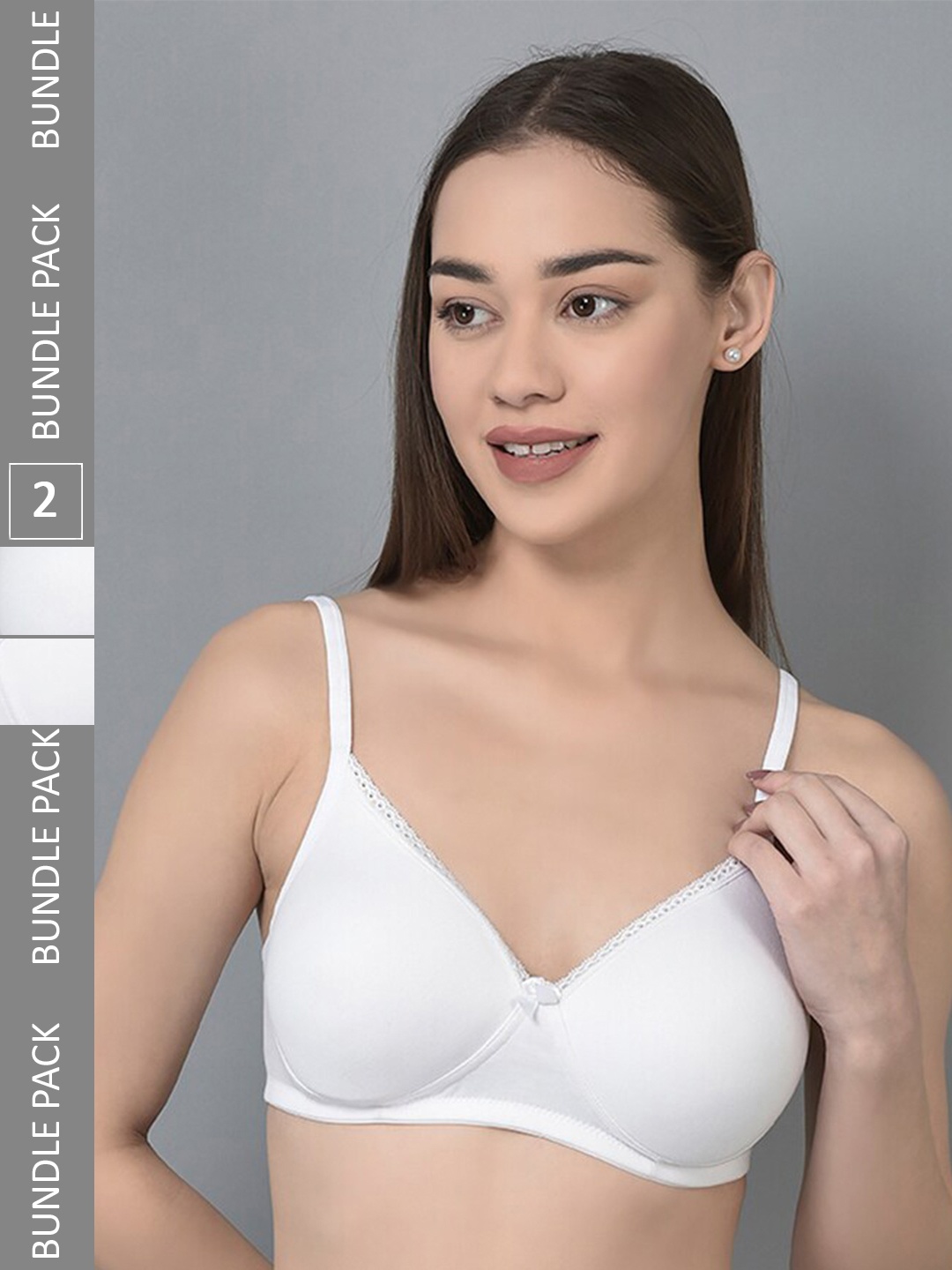 

Dollar Missy Pack of 2 Women Cotton Wire-Free Full Coverage Padded Bra DTS-2052-R3-WHT-PO2, White