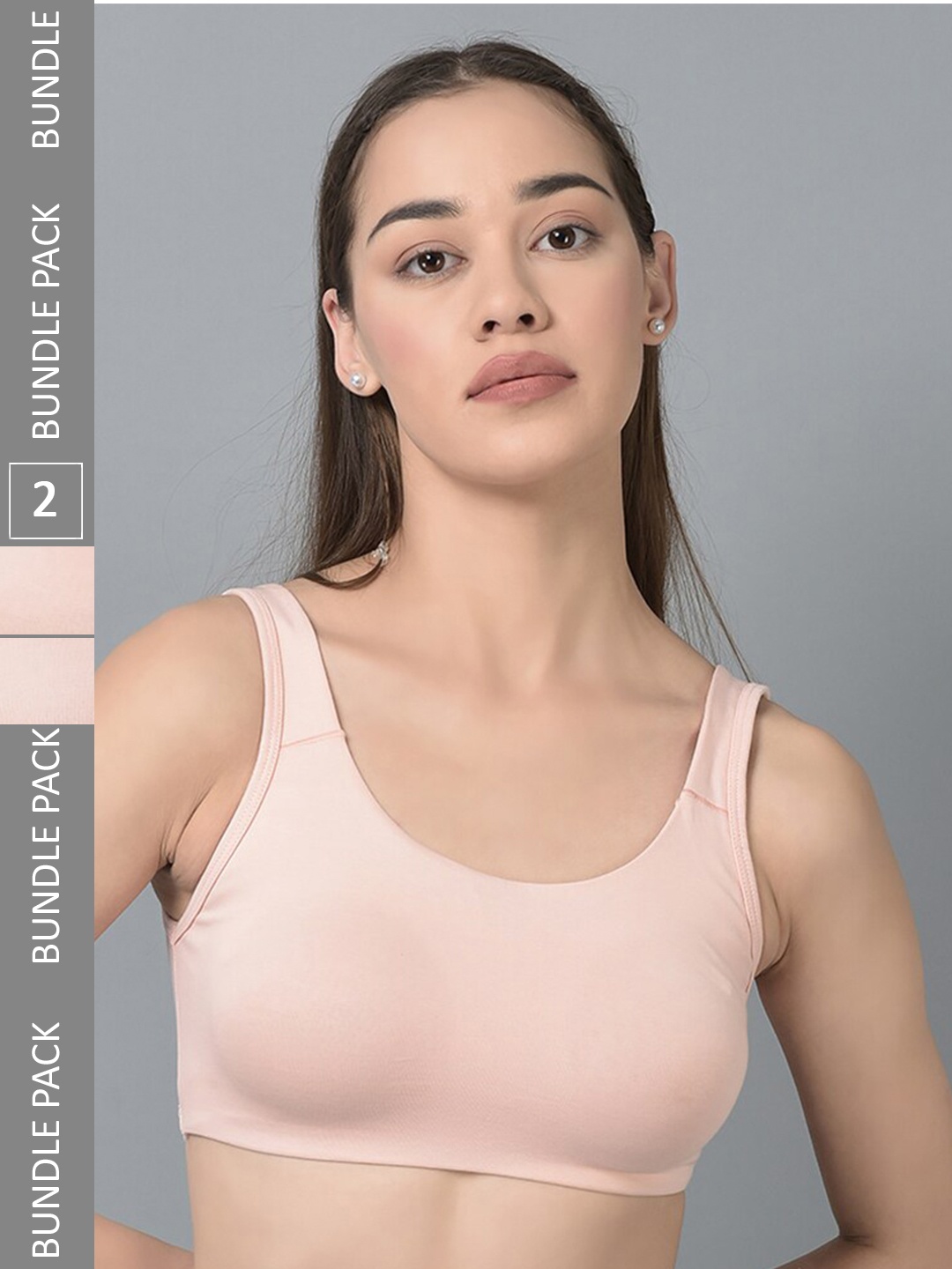 

Dollar Missy Pack of 3 Cotton Wire-Free Soft Padded Bra DSP-3002-R3-PNK-PO2, Peach