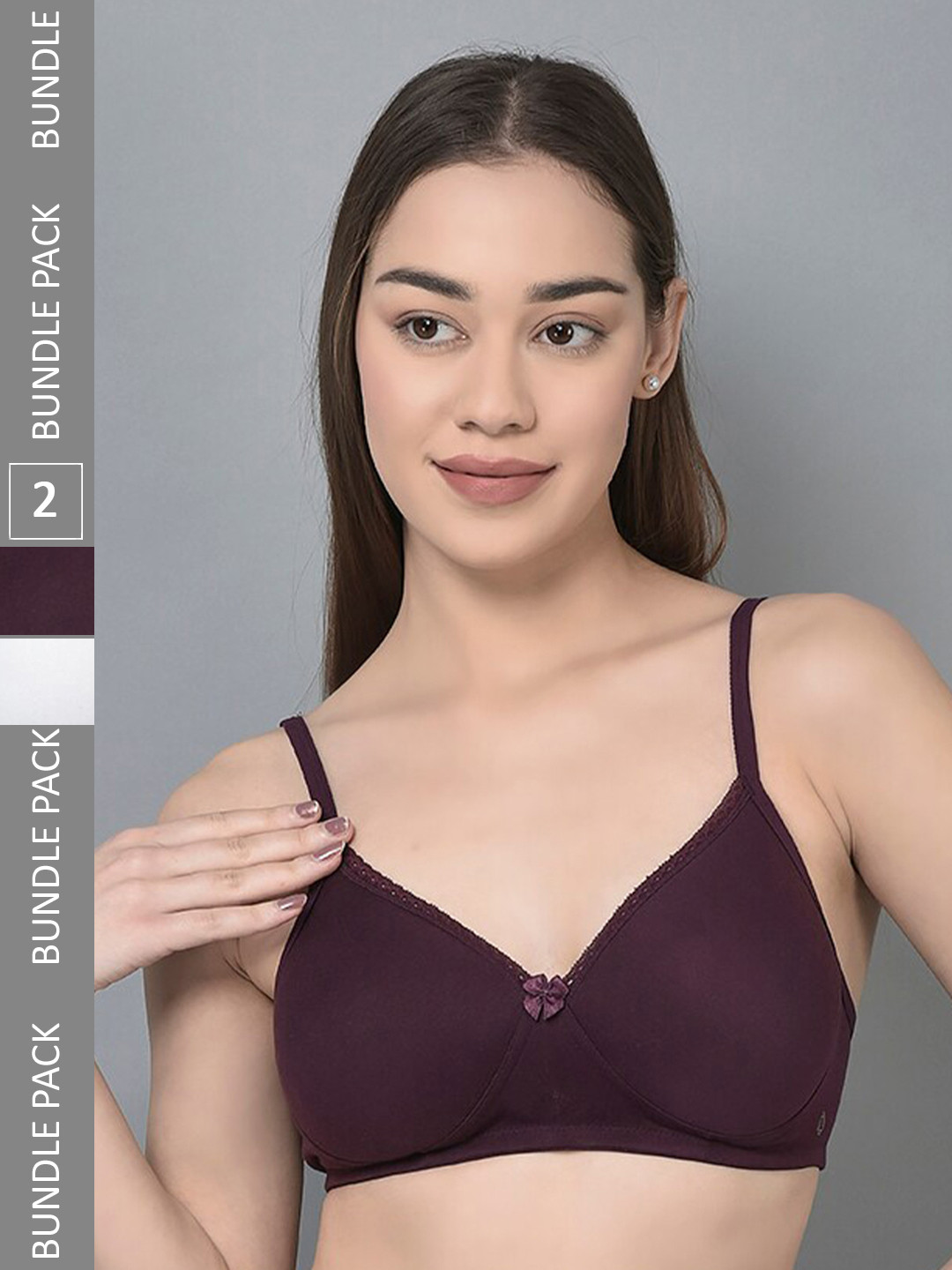 

Dollar Missy Pack of 2 Cotton Wire-Free Full Coverage Padded Bra, White