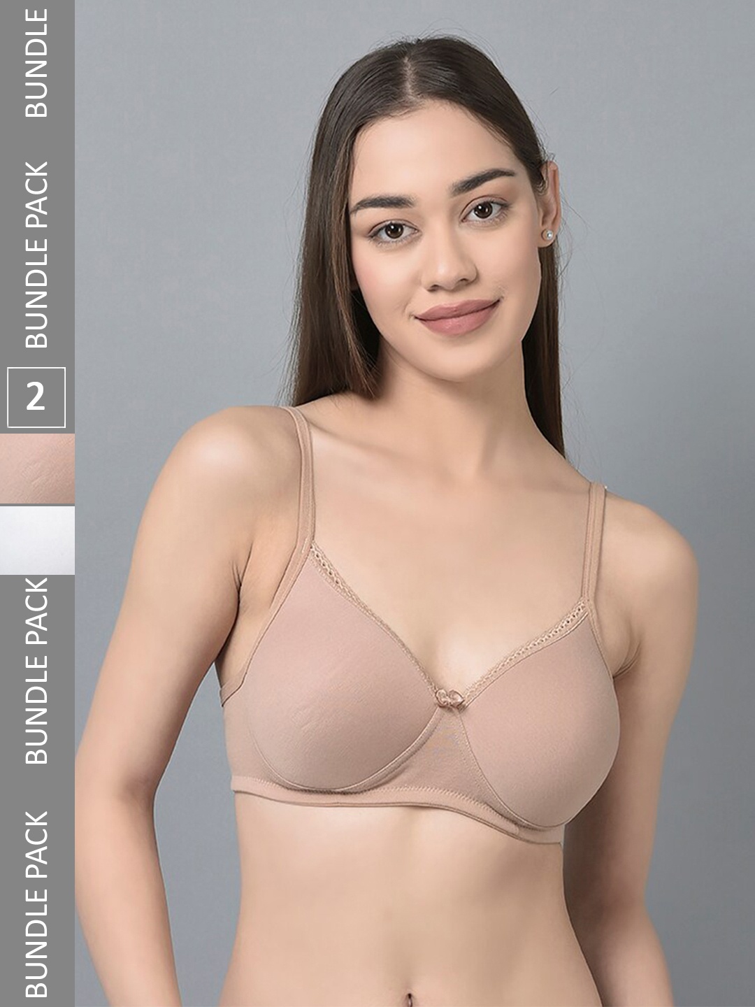 

Dollar Missy Pack Of 2 Cotton Wire-Free Full Coverage Padded Bras DTS-2052-R3-WHT-SKN-PO2, White