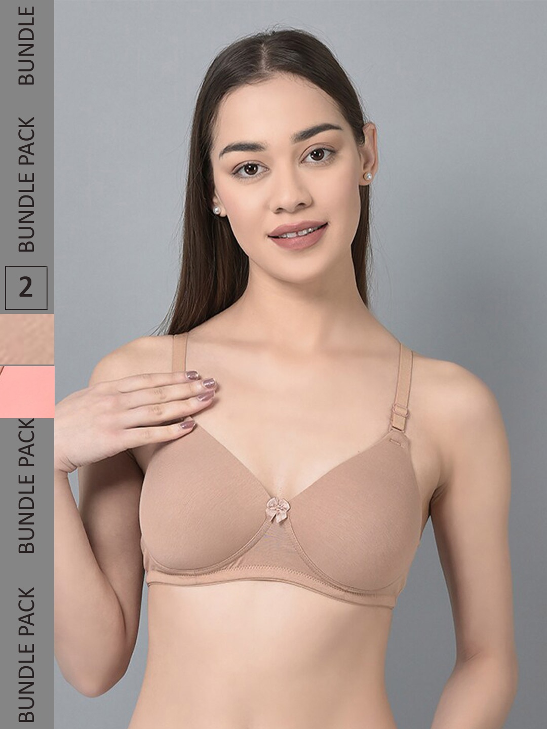 

Dollar Missy Pack of 2 Wire-Free Full Coverage Padded Bras DTS-2053-R3-SKN-SLR-PO2, Beige