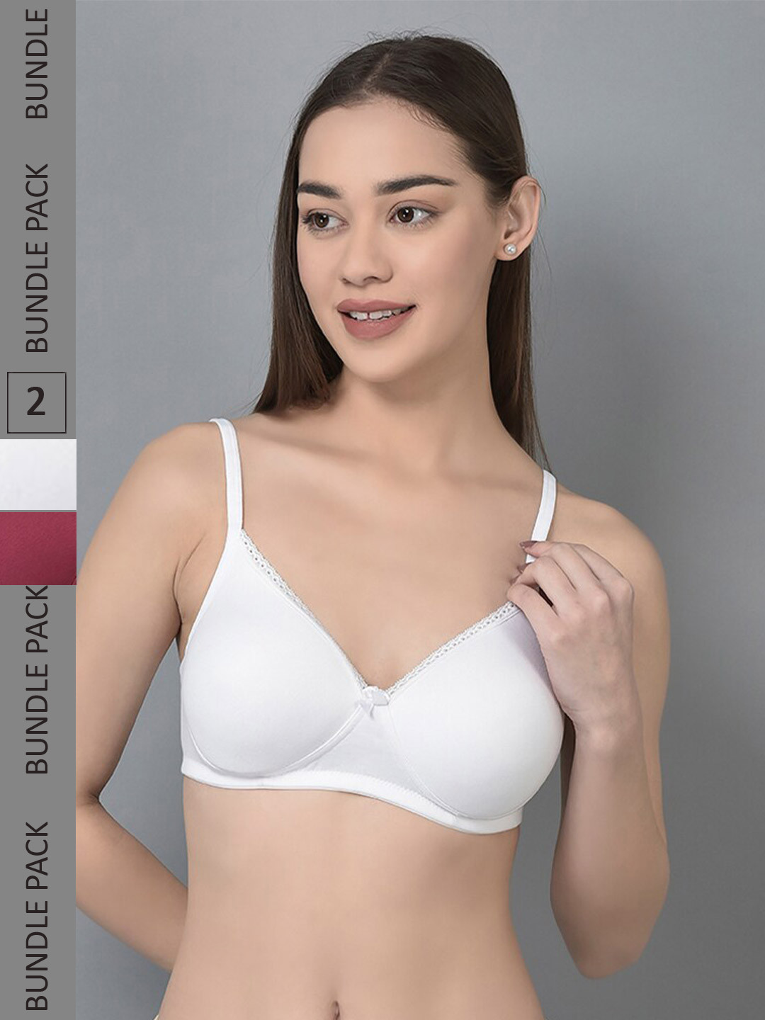 

Dollar Missy Pack Of 2 Heavily Padded Anti Microbial Cotton Bra DTS-2052-R3-WHT-CER-PO2, White