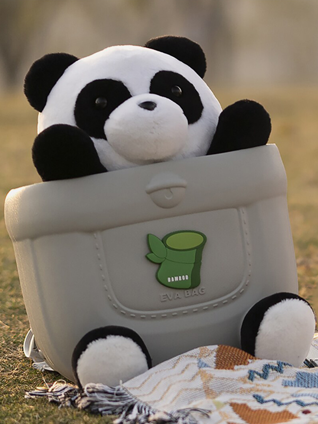 

Little Surprise Box LLP Kids Cute Panda Soft Toy Climacool Backpack, Grey