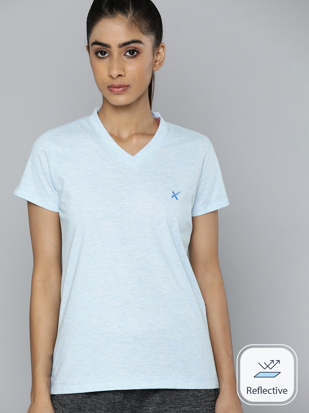 

HRX by Hrithik Roshan Women Solid V-Neck T-shirt, Blue
