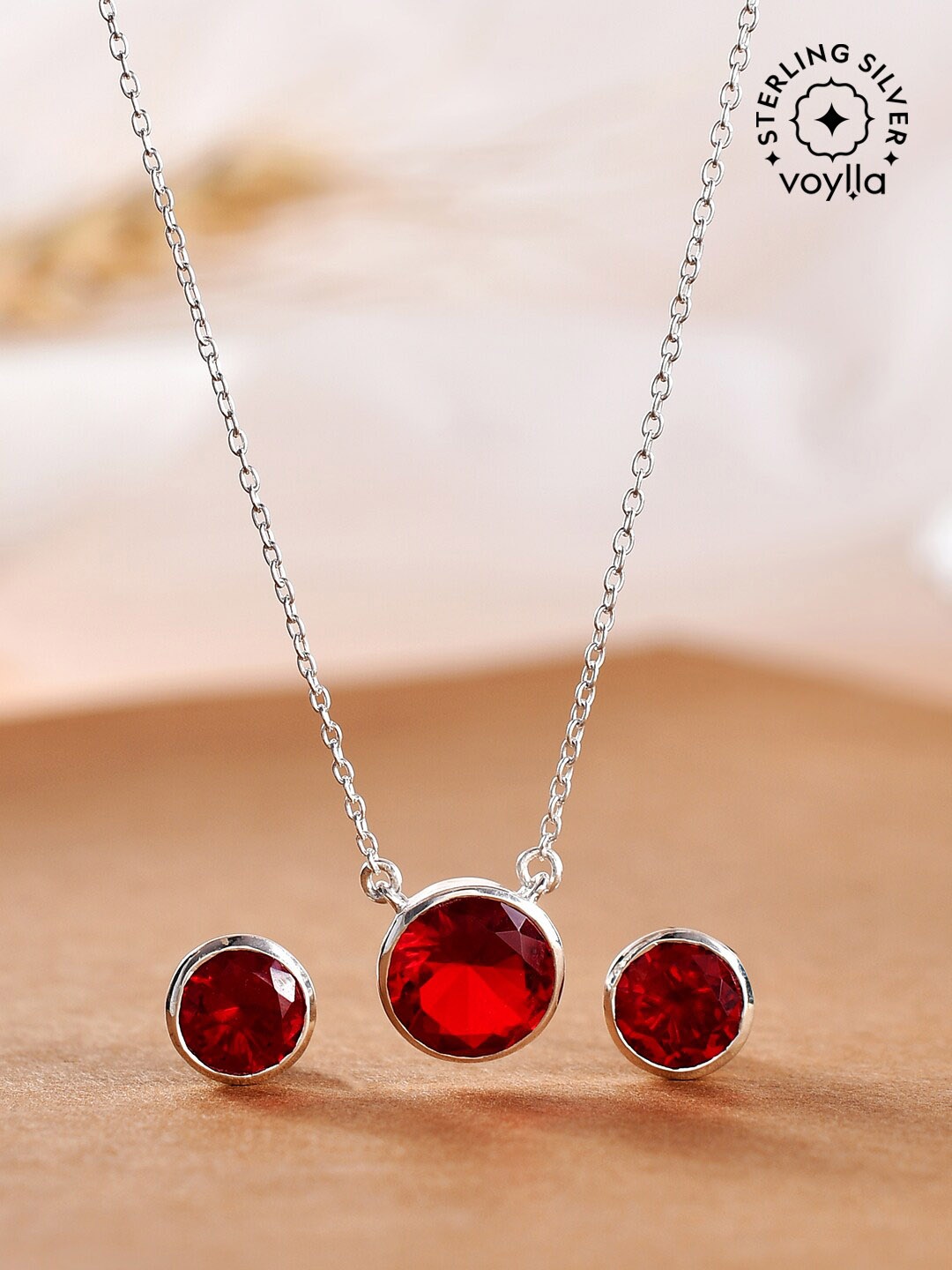 

Studio Voylla Sterling Silver Rhodium Plated Jewellery Set