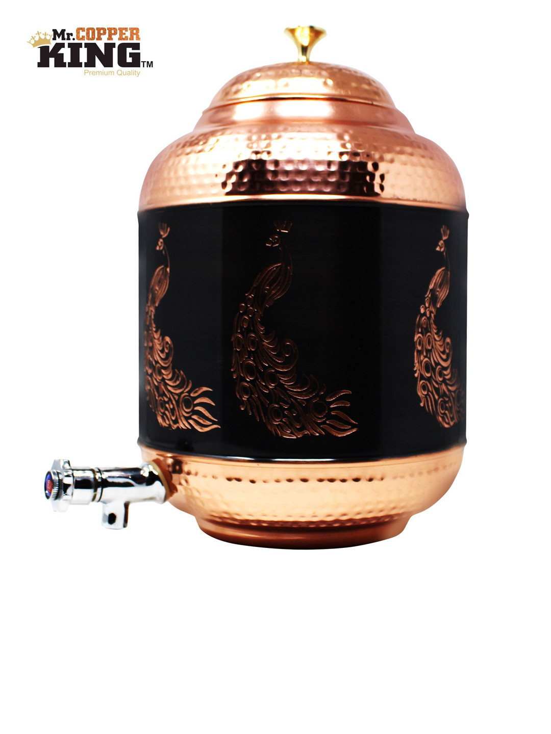 

MR. COPPER KING Copper-Toned Peacock Antique Engraved Water Matka Dispenser- 14L