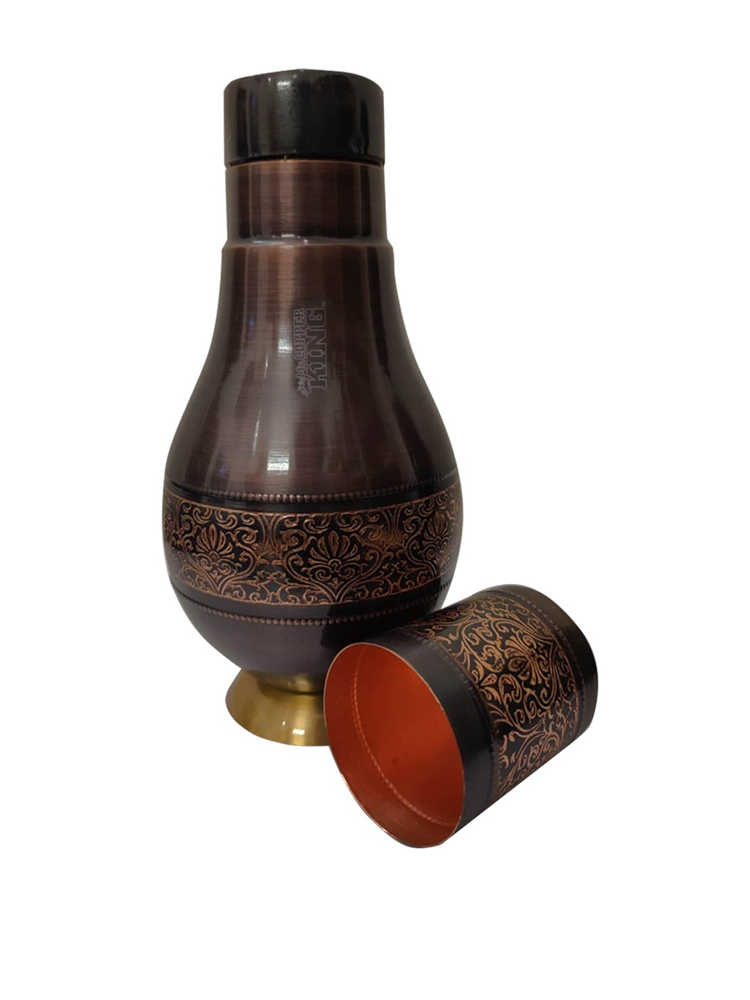 

MR. COPPER KING Copper-Toned Antique Engraved Copper Surahi Canister- 1300ml