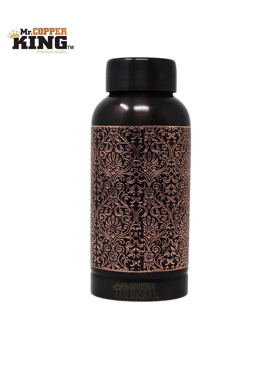 

MR. COPPER KING Black Embossed Pure Copper Water Bottle 500ml