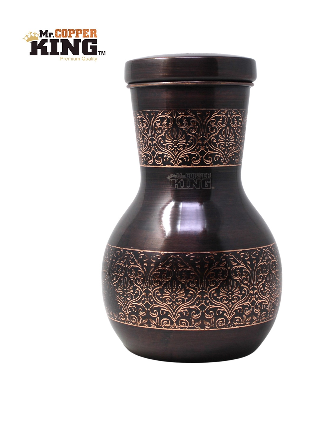 

MR. COPPER KING Brown Embossed Pure Copper Water Bottle 1.3 Ltr