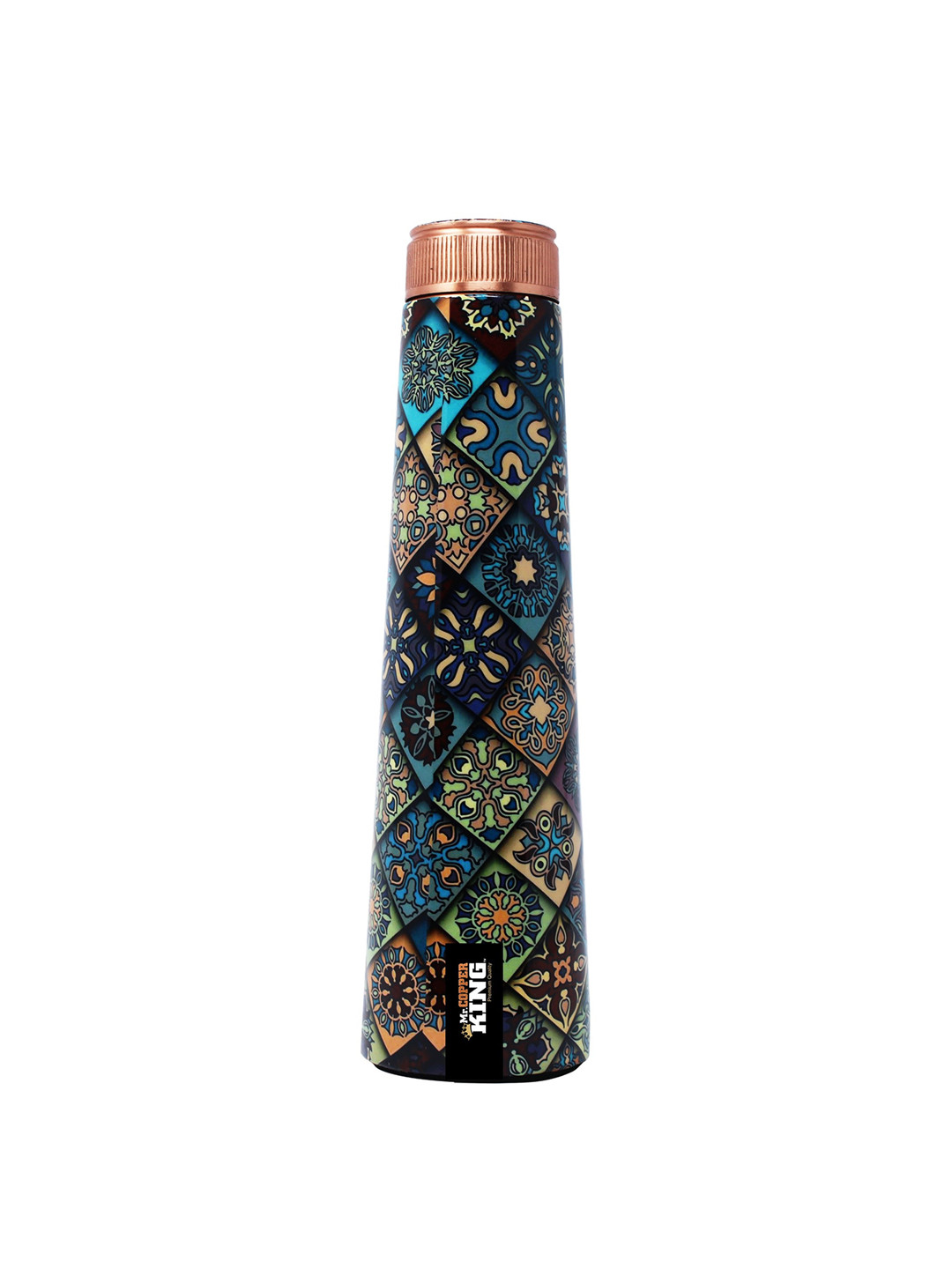 

MR. COPPER KING Teal Blue & Green Printed Pure Copper Water Bottle 1 Ltr