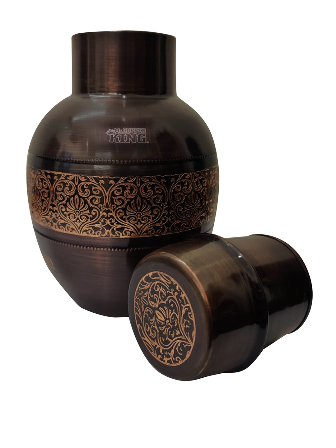 

MR. COPPER KING Brown Embossed Pure Copper Water Bottle 1.5 Ltr