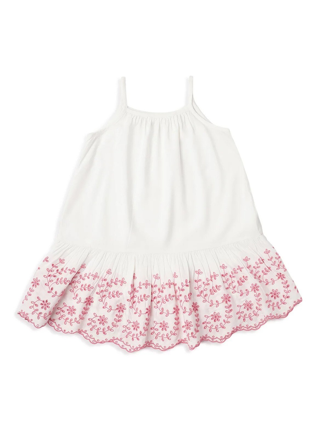 

Marks & Spencer Girls Shoulder Strap Schiffli A-Line Dress, White