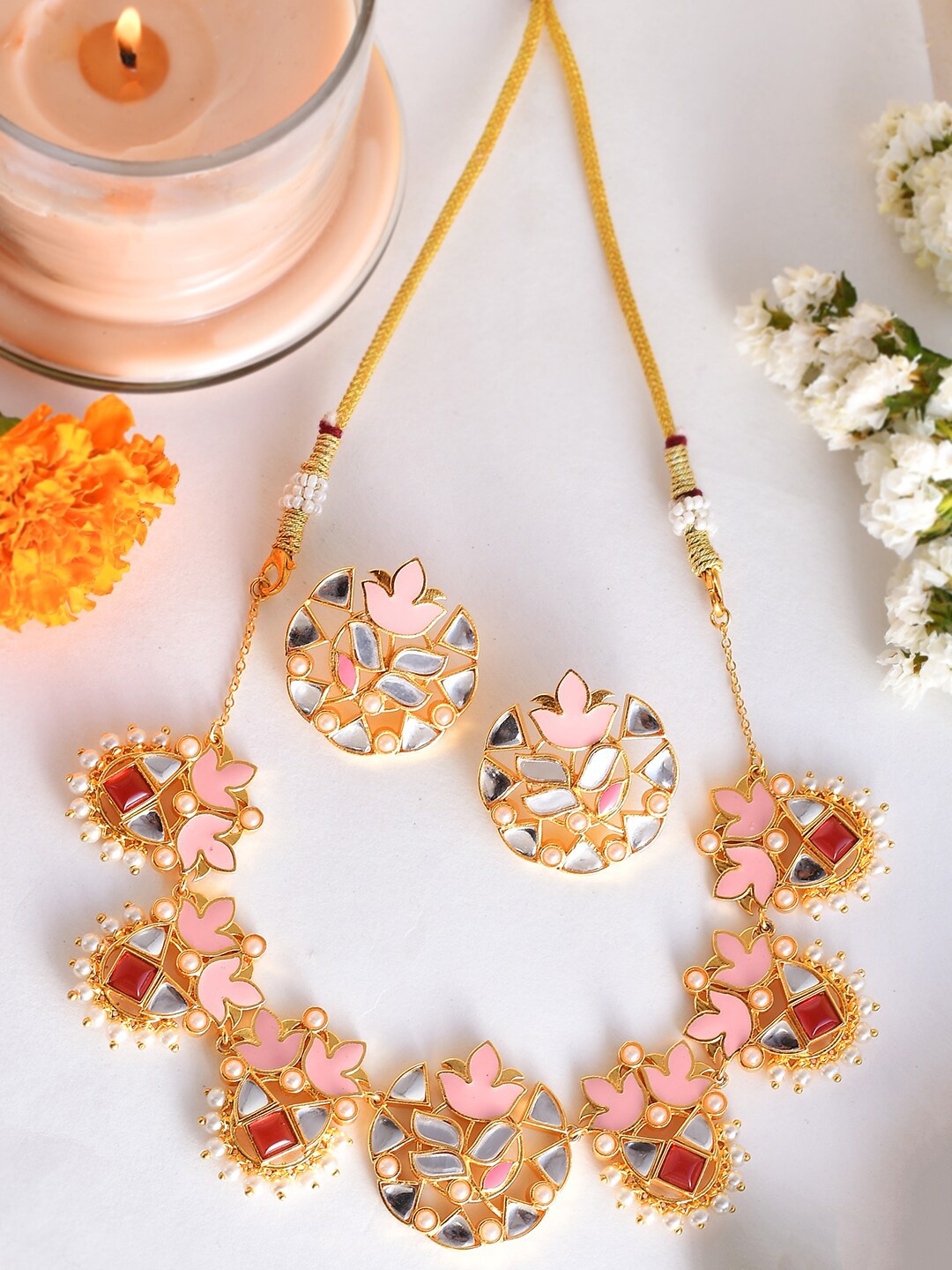 

Voylla Gold-Plated & Stone-Studded Jewellery Set