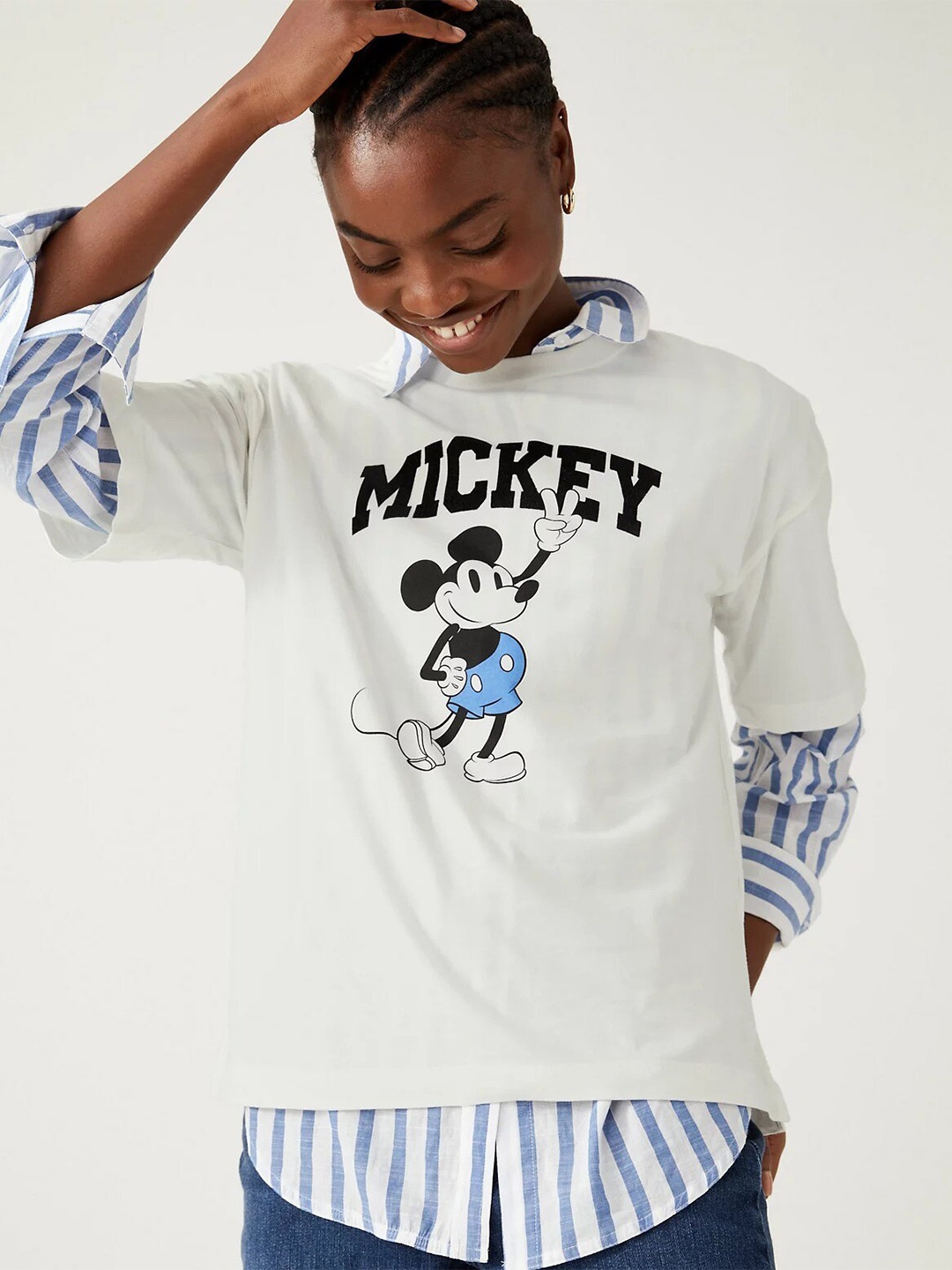 

Marks & Spencer Mickey Mouse Printed Pure Cotton T-shirt, White