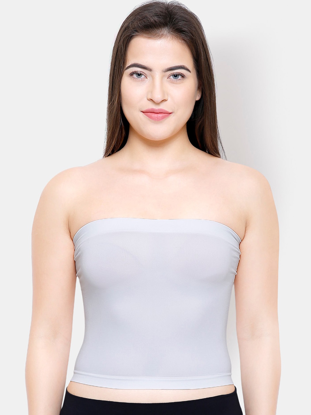 

NOIRA Lightly-Padded Strapless Cotton Camisoles, Grey