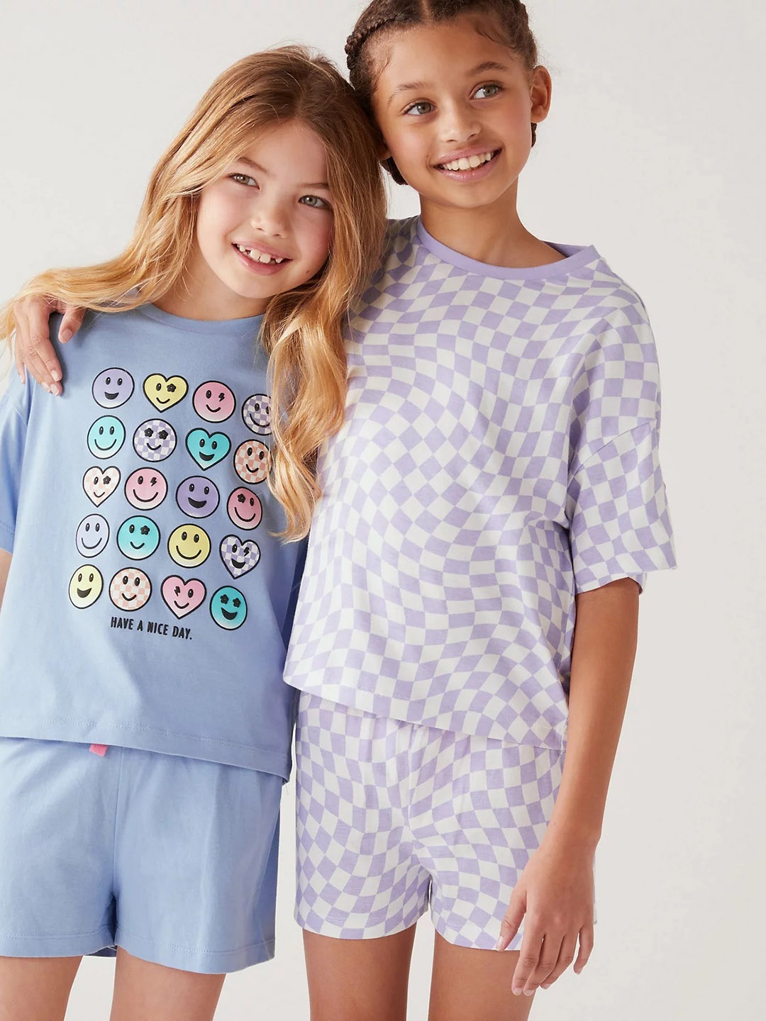 

Marks & Spencer Pack Of 2 Girls Printed Night suit, Blue