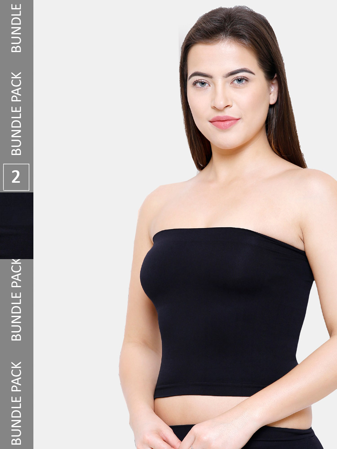 

NOIRA Pack Of 2 Lightly-Padded Strapless Camisoles, Black