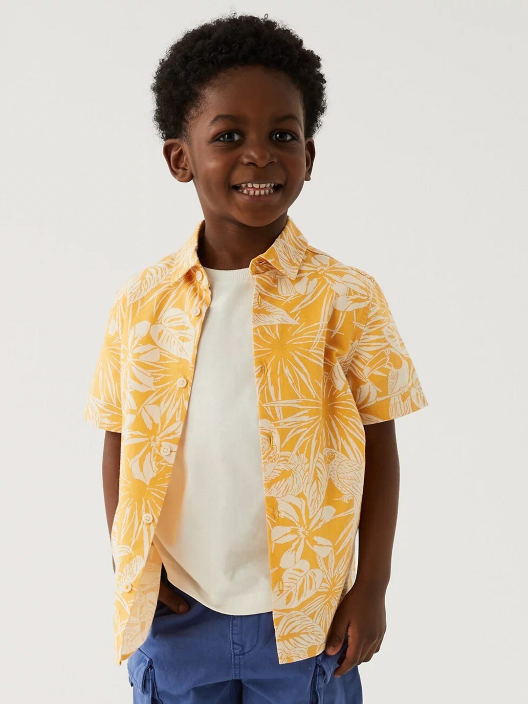 

Marks & Spencer Boys Floral Printed Pure Cotton Casual Shirt, Yellow