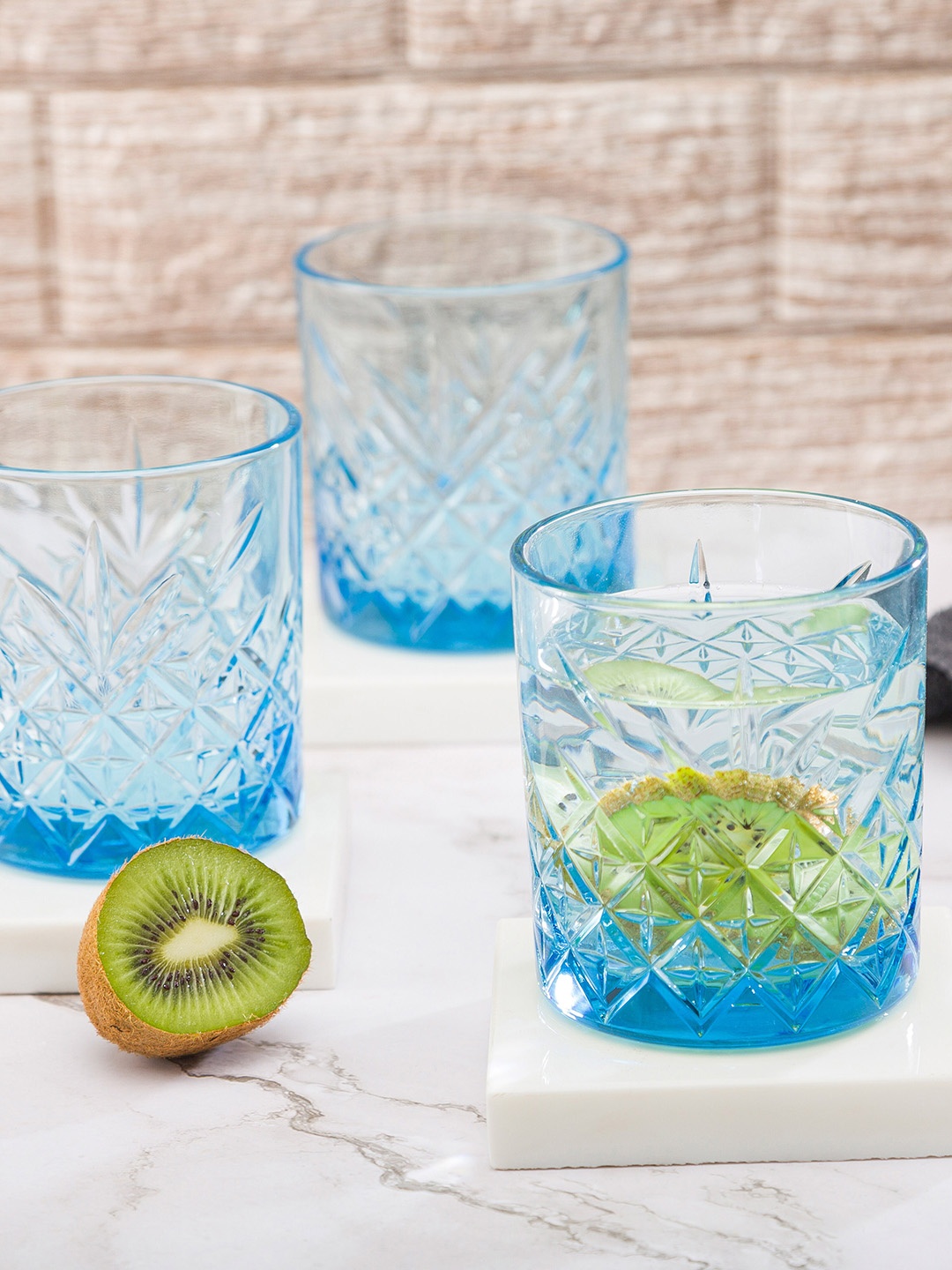 

Pasabahce Timeless 4 Pcs Blue Textured Whiskey Glasses 345 ML Each