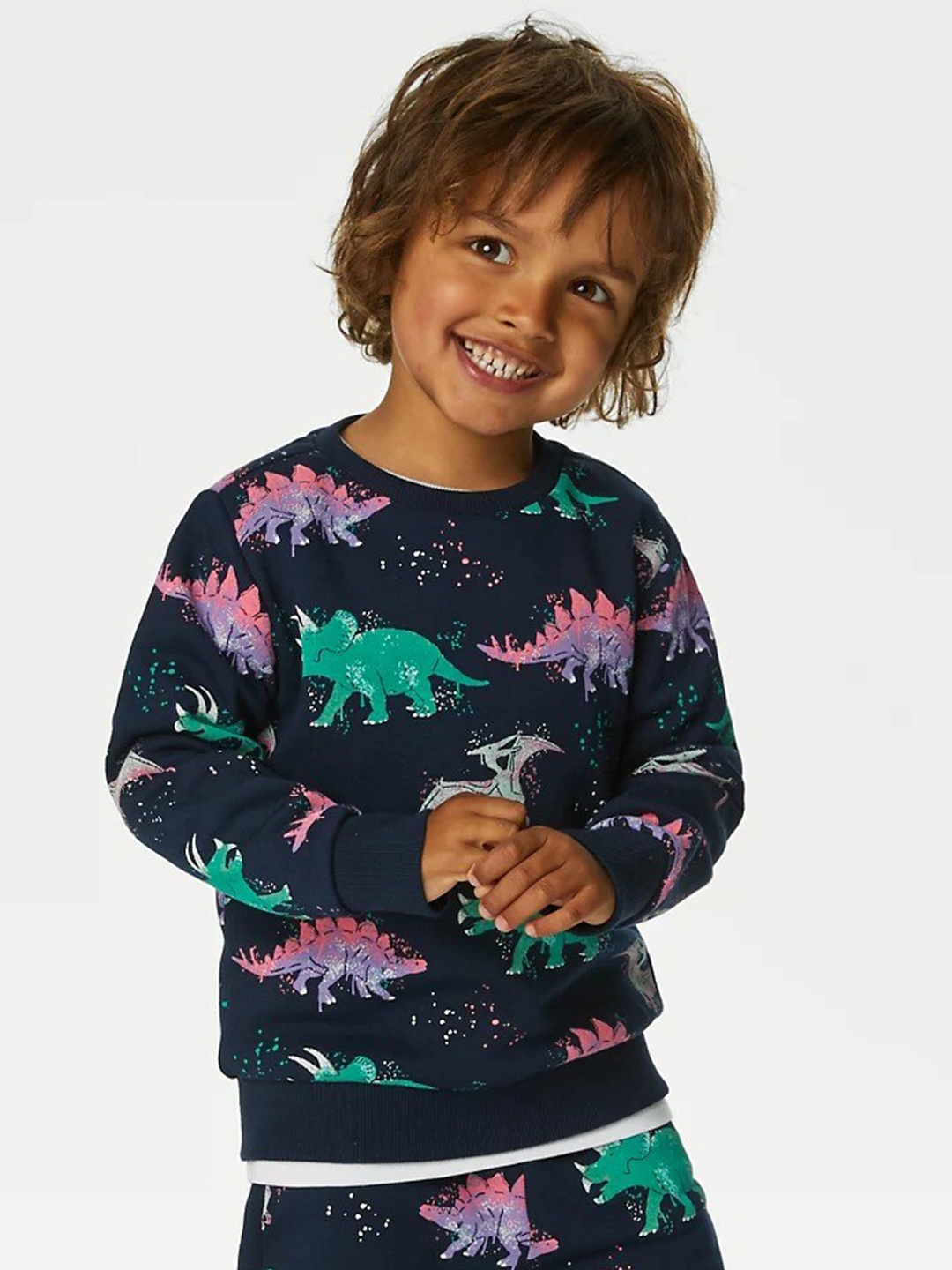 

Marks & Spencer Boys Dino Printed Sweatshirt, Navy blue