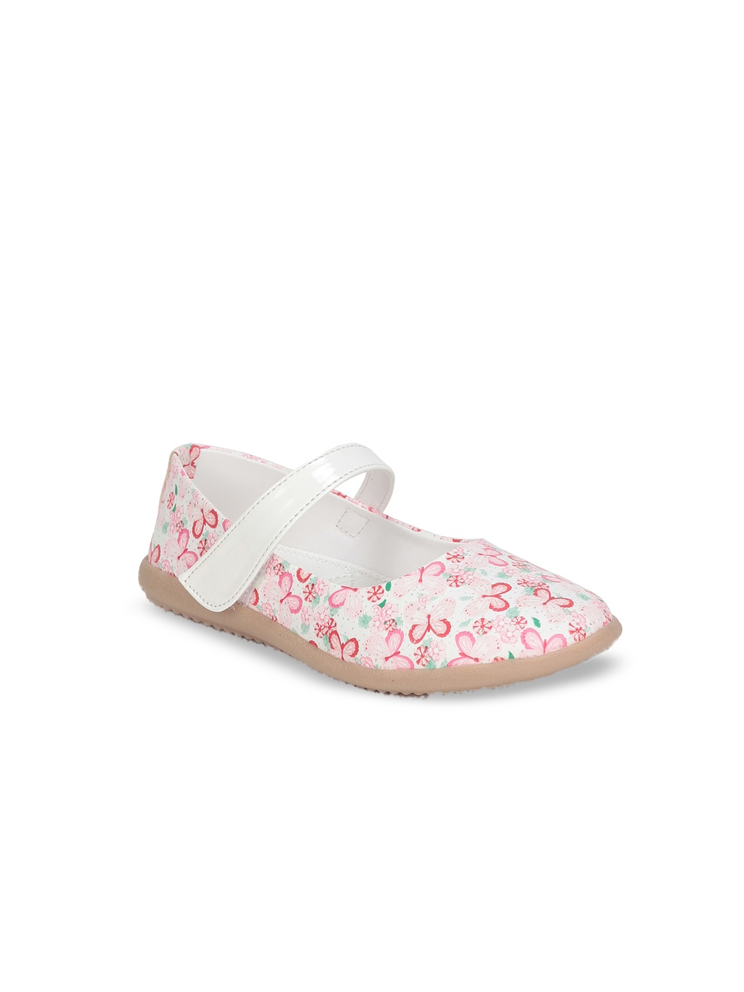 

Lil Lollipop Girls Butterfly Printed Ballerinas With Velcro Closure, White