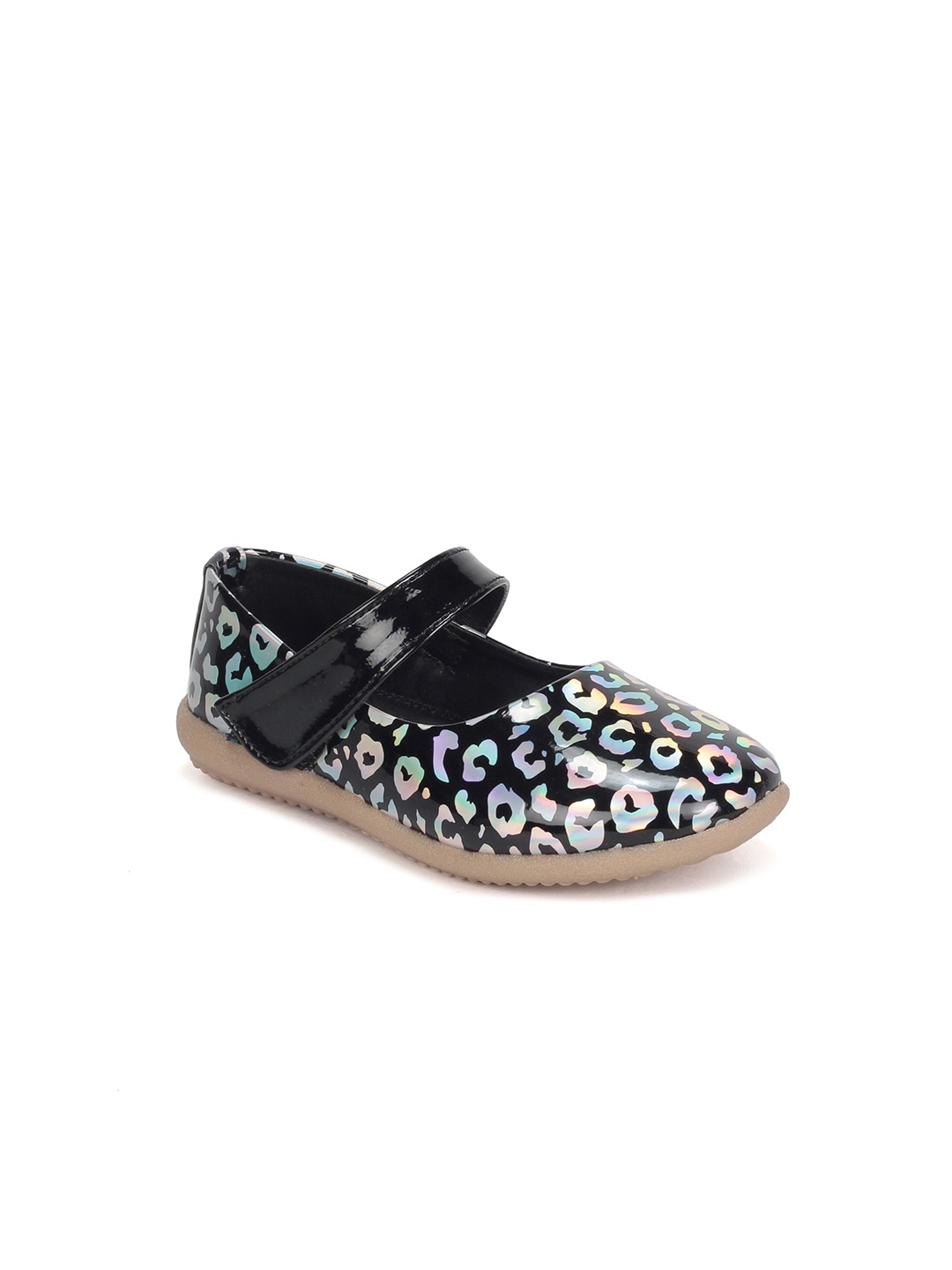 

Lil Lollipop Girls Printed Ballerinas With Velcro Closure, Black