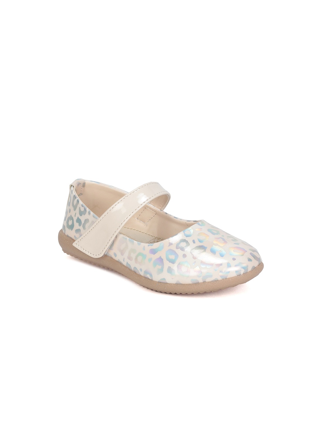 

Lil Lollipop Girls Printed Ballerinas With Velcro Closure, Cream