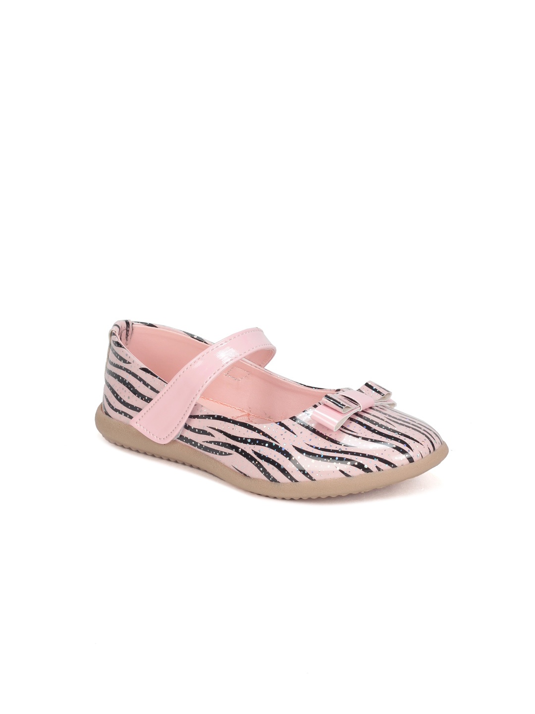 

Lil Lollipop Girls Abstract Printed Ballerinas With Bows & Velcro Closure, Pink
