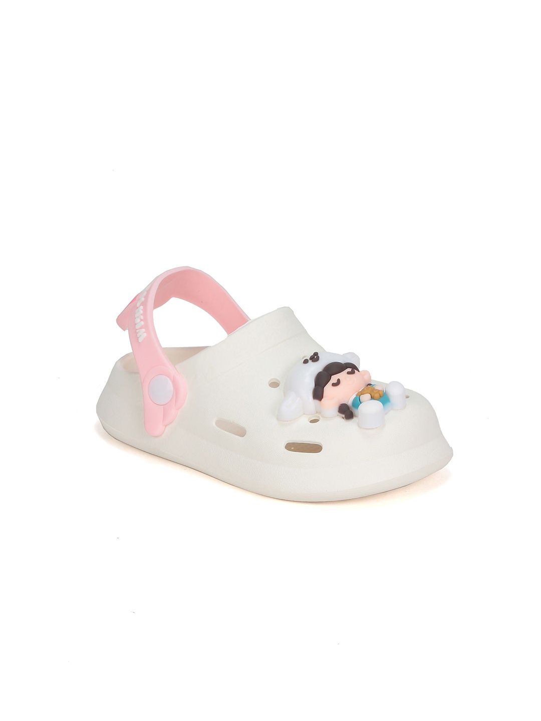 

Lil Lollipop Kids Cartoon Applique Anti-Slip Clogs, White