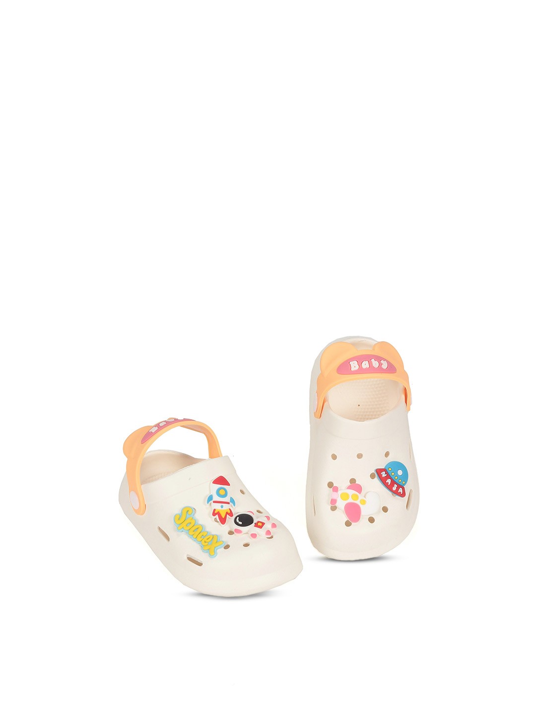 

Lil Lollipop Kids Baby Space Applique Anti-Slip Clogs, Cream