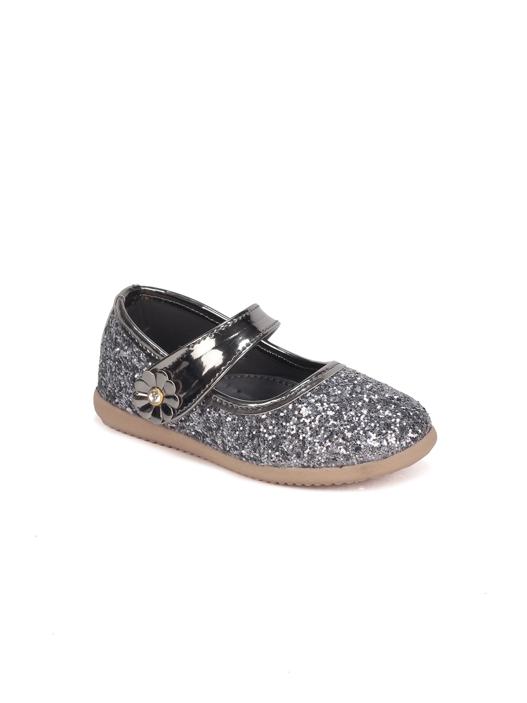 

Lil Lollipop Girls Embellished Ballerinas With Velcro Closure, Grey