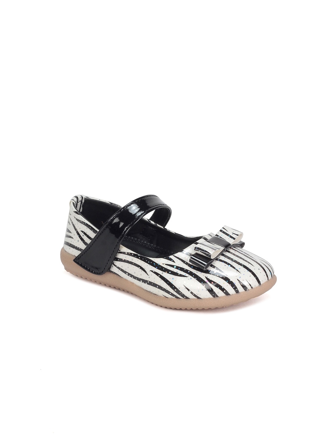 

Lil Lollipop Girls Abstract Printed Ballerinas With Bows & Velcro Closure, Black